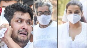 Bappi Lahiri Funeral: Son Bappa Lahiri carries late father’s mortal remains on shoulder, Vidya Balan, Shakti Kapoor, and others pay tribute