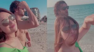 ‘Besafar’ Divyanka Tripathi enjoys romantic moment at beach with husband, see viral footage