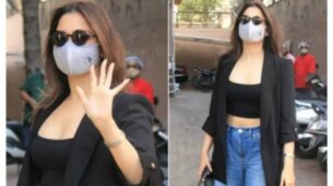 Tamannaah Bhatia Casual Street Look In Black Crop Top With Jacket And Baggy Ripped Jeans; Check Out