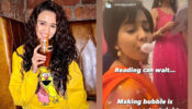 Caught On Camera: Ashi Singh gets distracted during shoot, spotted making bubbles with chewing gum