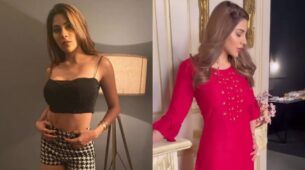 Choose Only One: Nikki Tamboli in black bralette and shorts or red kurta, pick your favourite