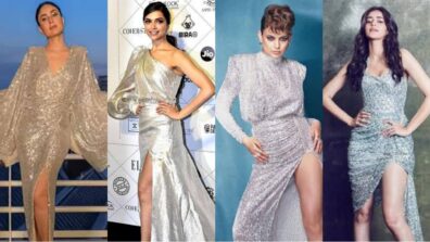 Fasion Faceoff: From Kangana Ranaut, Deepika Padukone To Kareena Kapoor And Ananya Panday: B-Town divas in high-slit silver shimmery gowns