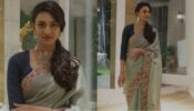 Erica Fernandes looks majestic in moss green embellished saree and diamond necklace