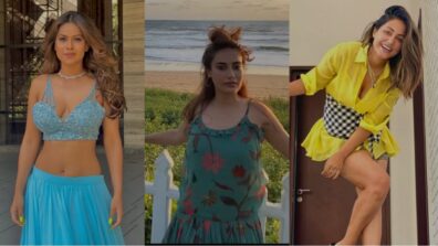 Fashion Divas: Nia Sharma sparkles in blue sequinned lehenga, Hina Khan turns beautiful in sunflower yellow dress, Surbhi Jyoti looks regal in floral maxi dress