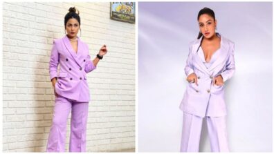 [Fashion Faceoff] Surbhi Chandna vs Hina Khan: Who wore the double-breasted purple pantsuit better?