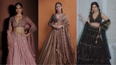 In love with Vvani dark-shade glittery lehenga style? Get your cues from Malavika Mohanan, Mouni Roy and Amyra Dastur