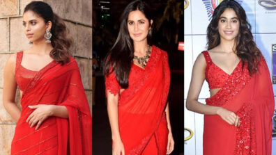 In love with Manish Malhotra special red high-chic saree? Suhana Khan, Katrina Kaif and Janhvi Kapoor are your inspirations