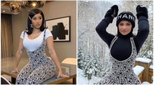 Cardi B and Kylie Jenner pulling off the same Chanel winter collection, see photos