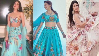 Janhvi Kapoor, Madhuri Dixit and Katrina Kaif set temperature soaring in organza floral lehengas, take cues