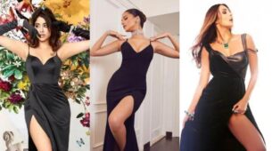 Tara Sutaria, Janhvi Kapoor and Malaika Arora grab eyeballs in black high slit dress with noodles strap, check ASAP