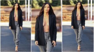 Megan Fox Looks Bold In Open Blazer With No Shirt Look