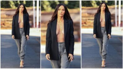 Megan Fox Looks Bold In Open Blazer With No Shirt Look