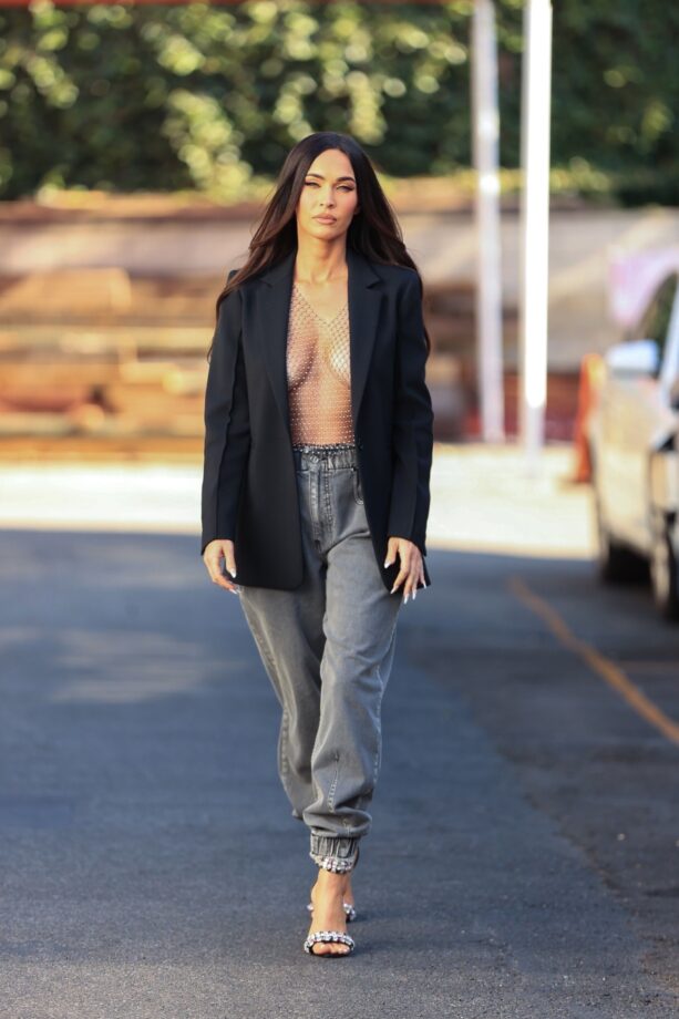 Megan Fox Looks Bold In Open Blazer With No Shirt Look - 0