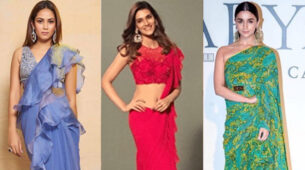 Mira Kapoor, Alia Bhatt and Kriti Sanon look class apart in ruffled silk saree and designer blouse, are you crushing?