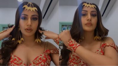 Naggin Leaked Video Footage: Surbhi Chandna wants to shine bright like diamond, looks super sensuous in deep-neck orange blouse