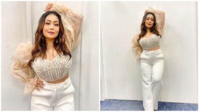 Neha Kakkar Paired A Beautiful Organza Corset With White Pants And Fashionistas Can’t Keep Calm, See Here