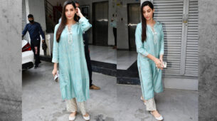 Nora Fatehi Makes Desi Statement As She Stuns In Light Blue Coloured Kurta, See Pictures