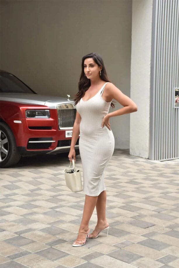 Nora Fatehi Pulling Off Stylish Bodycon White Dress, See Pics - 2