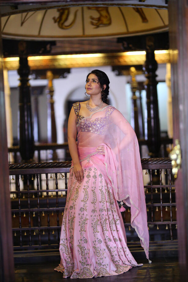 Raashi Khanna Looking Like A Dream In Baby Blue Pink Beadwork Lehenga - 1