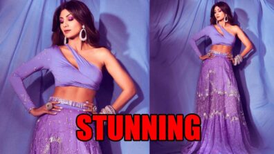 Shilpa Shetty looks smokey hot in purple crop top and high waist skirt, fans go bananas