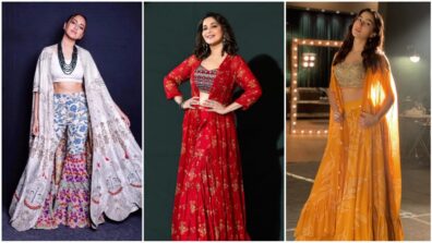 Sonakshi Sinha, Madhuri Dixit and Sara Ali Khan dazzle in floral cape sharara set, take inspiration