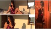 Sriti Jha Slaying In Red Sequin Plunge Neck Dress In The Golden Hour