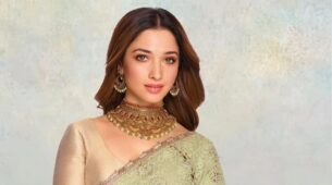 Tamannaah Bhatia Embracing The Culture In Pastel Green Saree And Gold Jewellery