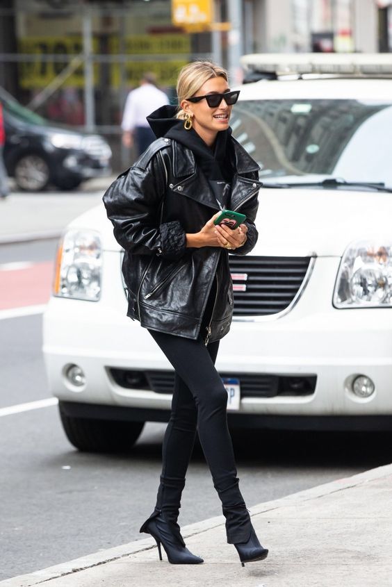 This Is How Hailey Bieber Wore Her Favourite Black Leather Jacket 3 Times - 0