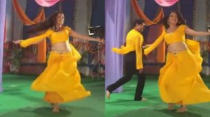 Viral Video: Bhojpuri actress Aamrapali Dubey does sensuous spin in yellow saree flaunting curves, fans sweat