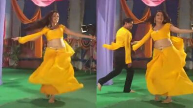 Viral Video: Bhojpuri actress Aamrapali Dubey does sensuous spin in yellow saree flaunting curves, fans sweat