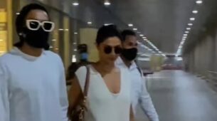 Watch: Deepika Padukone and Ranveer Singh spotted at airport twinning in white, fans get ‘couple goals’
