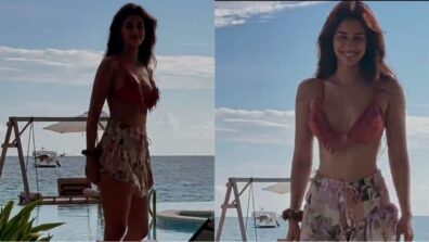 [Video]  Disha Patani walks sassy on the beach in brick red bralette and floral mini skirt