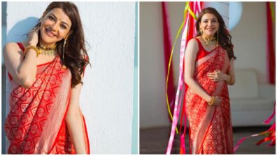 What A Beauty: Kajal Aggarwal preps up for motherhood, shares beautiful red saree look flaunting baby bump