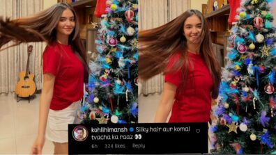 What A Cutie: Anushka Sen does an adorable hair flip in red outfit, Himansh Kohli says, “silky hair aur komal tvacha…”