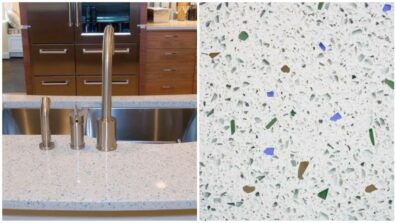 4 Countertops Made From Recycled Glass For Busy Kitchens, Tap To Know