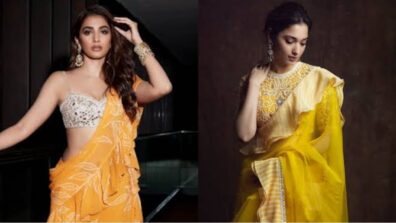 Pooja Hegde Vs Tamannaah Bhatia: Who Looks Better In Yellow Ruffle Saree?