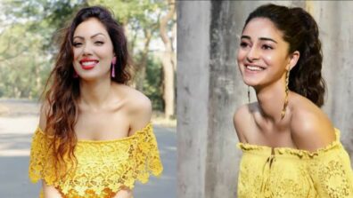 [Fashion Battle] Munmun Dutta Or Ananya Panday: Divas Who Donned The Yellow Off-Shoulder Mini Lace Dress?