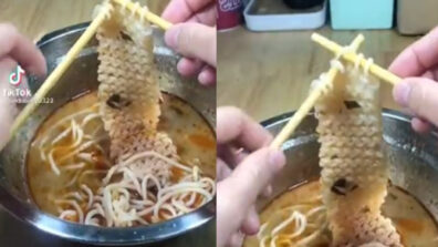 Amazing Video! A Person Knitting With Noodles