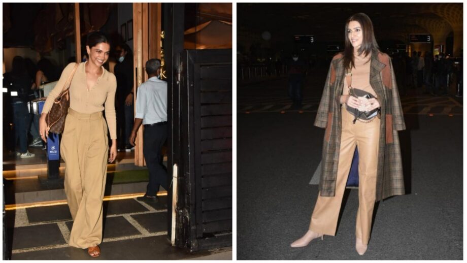 Who Looks Better In A Pair Of Beige Wide-Leg Pants? Kriti Sanon Or Deepika Padukone