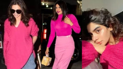 Deepika Padukone, Priyanka Chopra and Khushi Kapoor keep it trendy and high-chic in hotpink knit outfits, check ASAP