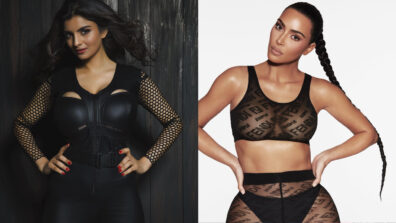 Desi Vs Videsi Babe Battle: Anveshi Jain Vs Kim Kardashian: Which diva is a 10/10 in black netted outfit? (Pick your favourite)