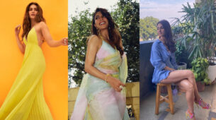 Fashion Divas: Kriti Sanon turns muse in sunshine yellow gown, Jacqueline Fernandes decks up in bright organza saree, Vaani Kapoor looks resplendent in blue shirt dress