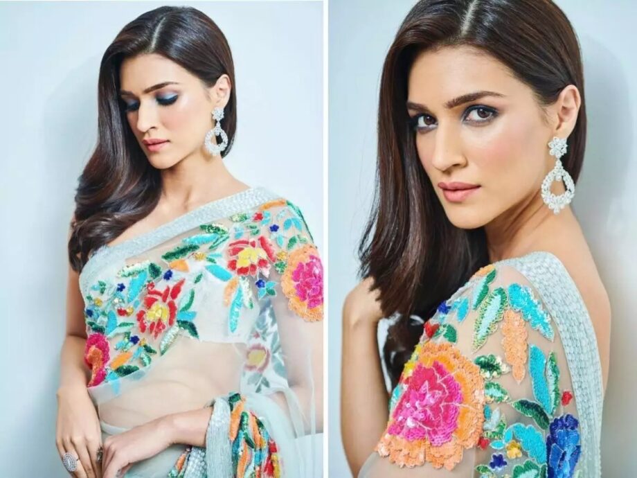 From Floral Green To Sequin Blue: Here Are All The Sarees Worn By Kriti Sanon In ‘Meri Jaan Meri Jaan’ Song - 3