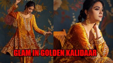 Keerthy Suresh Looks Glam In Golden Kalidaar Kurta-Salwaar