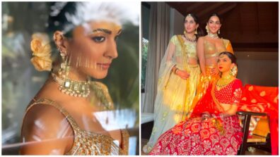 Gorgeous: Kiara Advani looks ethereal in gold sequinned orange lehenga