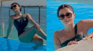 Gorgeous: Rubina Dilaik is soaking in the sun in her black swimsuit, see pictures