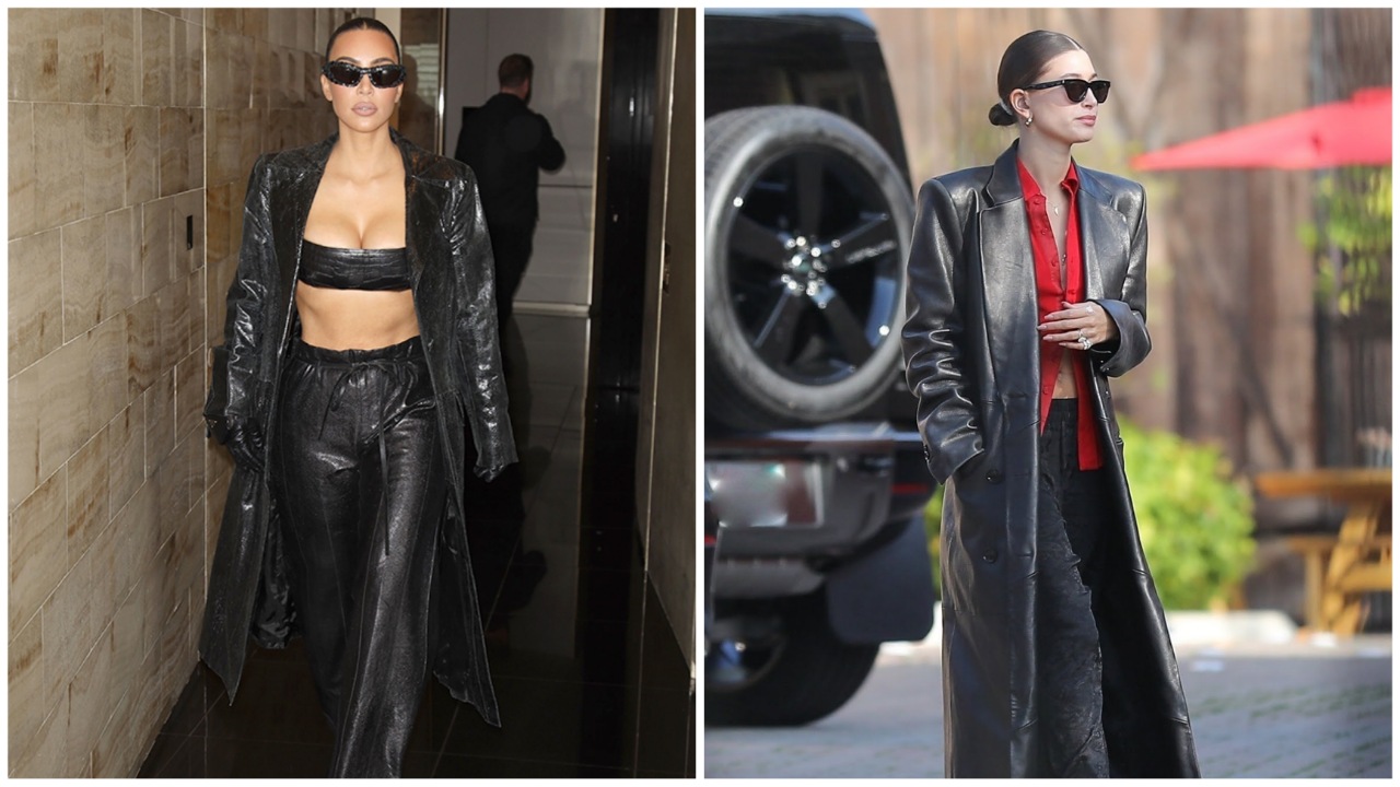 Hailey Bieber Or Kim Kardashian: Who Styled In Black Leather Jacket The ...