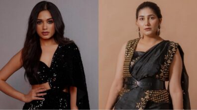 Jannat Zubair and Sapna Choudhary show ways to slay in black sarees, see photos