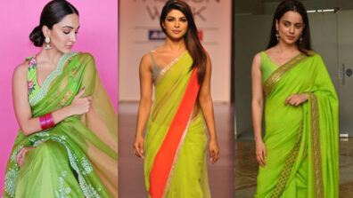 Kiara Advani, Priyanka Chopra and Kangana Ranaut take fancy for lime green coloured saree look, who’s your favourite?