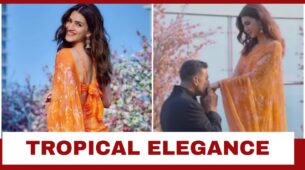 Kriti Sanon Goes Tropical Mode In Elegant Orange Saree: See Video